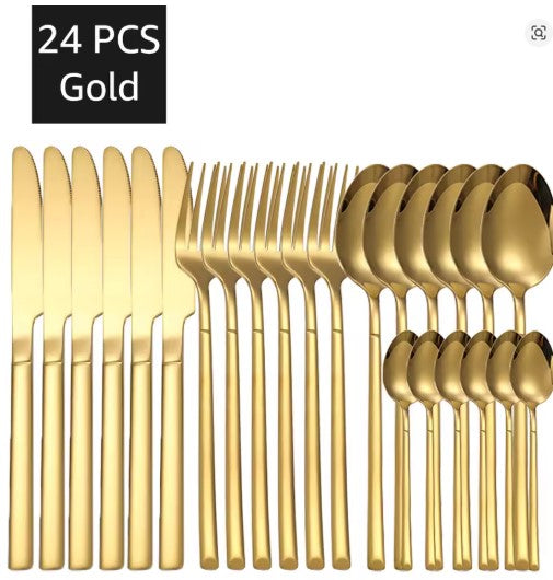 Premium Elegant 24/30 Pieces Gold Tableware