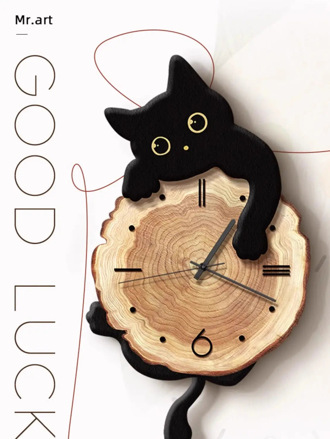 Swing Tail Cat Wall Clock