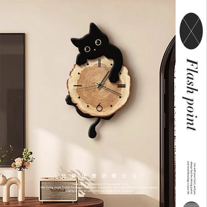 Swing Tail Cat Wall Clock