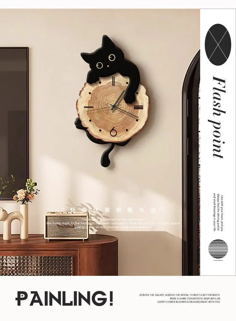 Swing Tail Cat Wall Clock