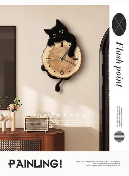 Swing Tail Cat Wall Clock