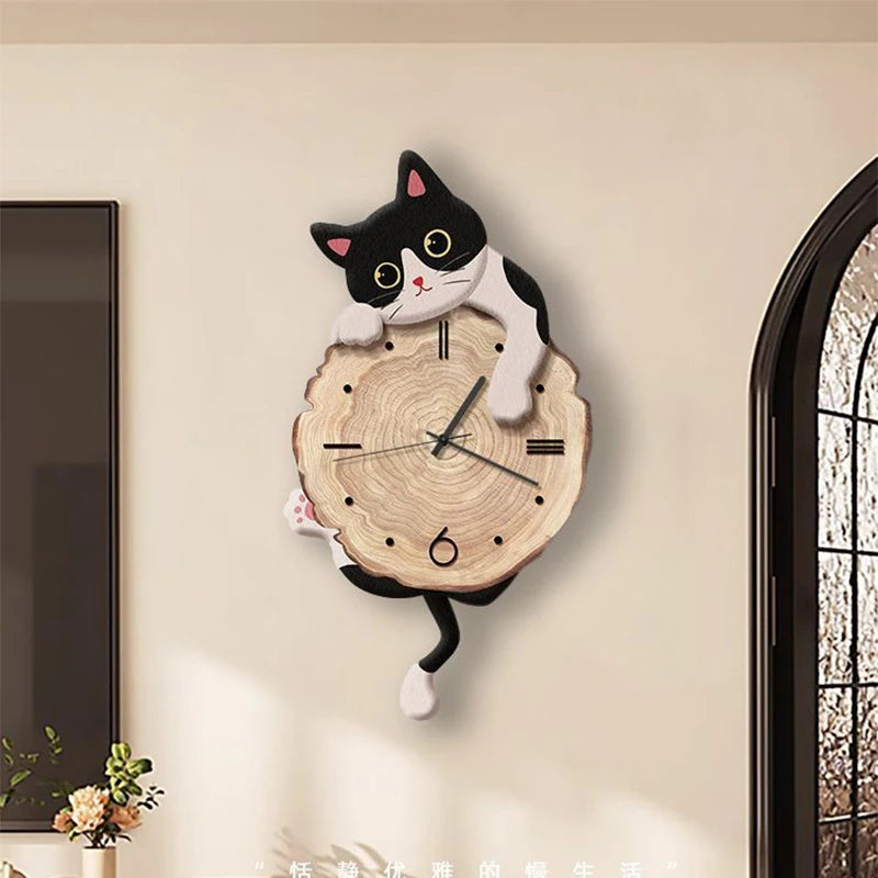 Swing Tail Cat Wall Clock