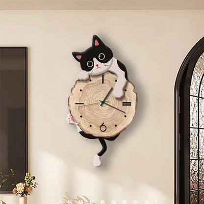 Swing Tail Cat Wall Clock