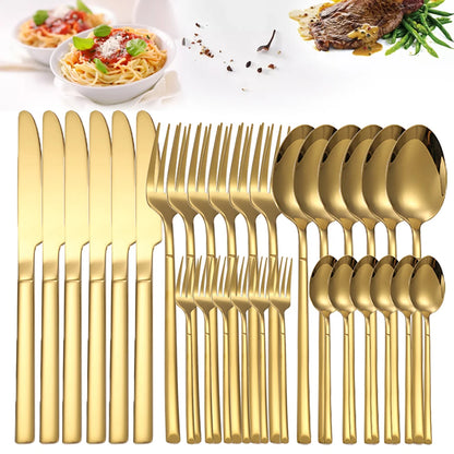 Premium Elegant 24/30 Pieces Gold Tableware