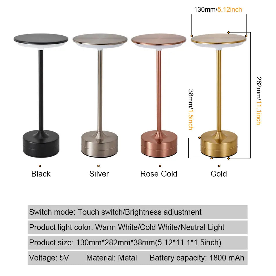 Touch Sensor LED Table Lamp USB Rechargeable