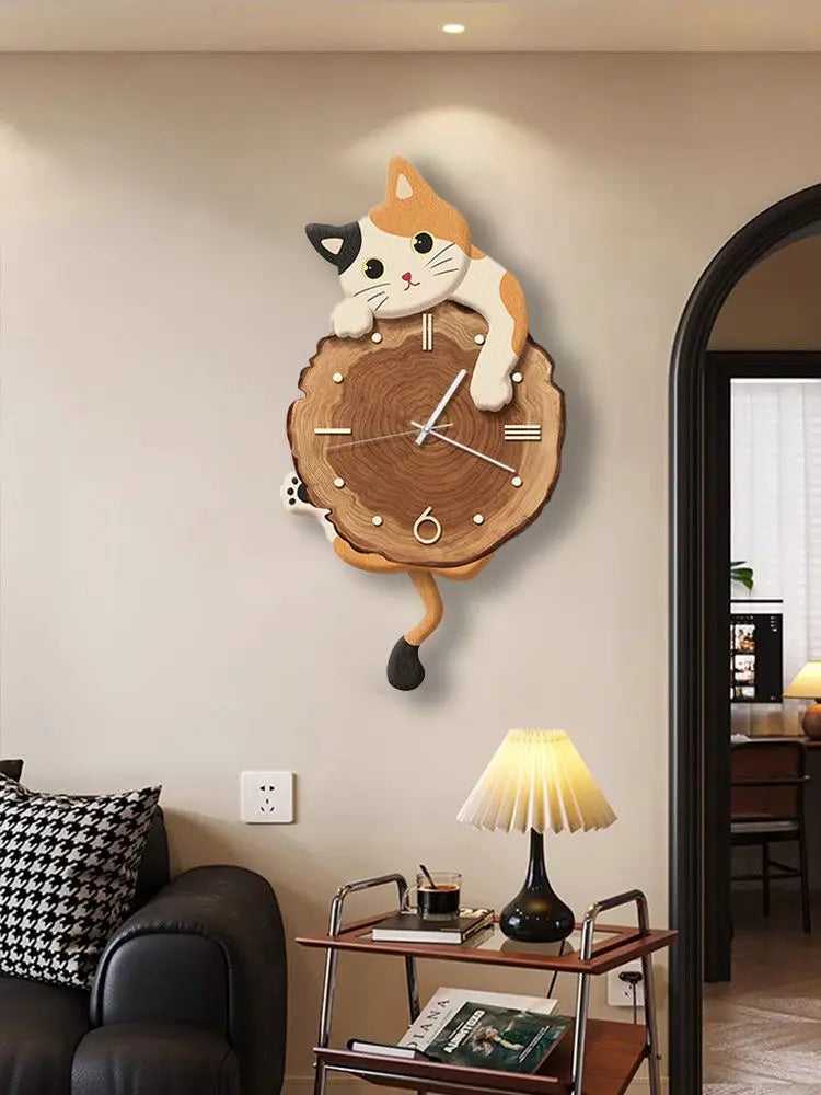 Swing Tail Cat Wall Clock