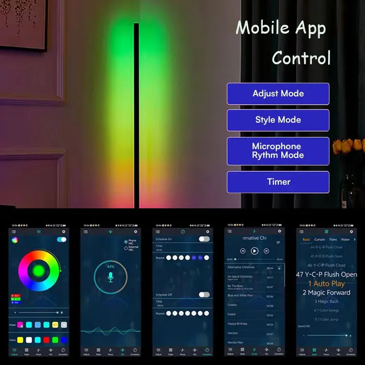 RGB LED Corner Floor Lamp With Music Sync