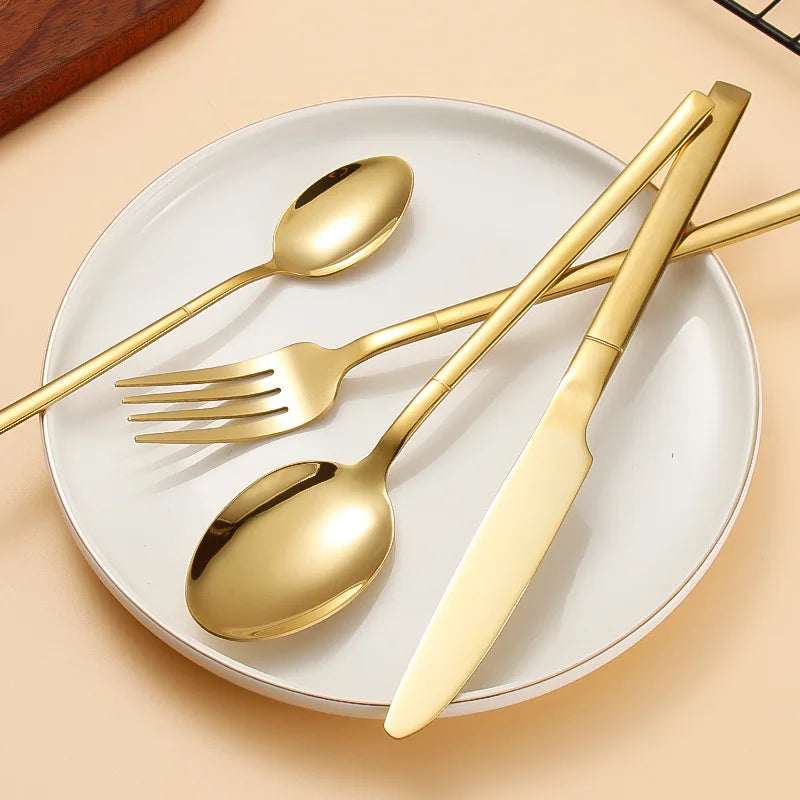 Stainless Steel Golden Cutlery Set - 30 Piece Set