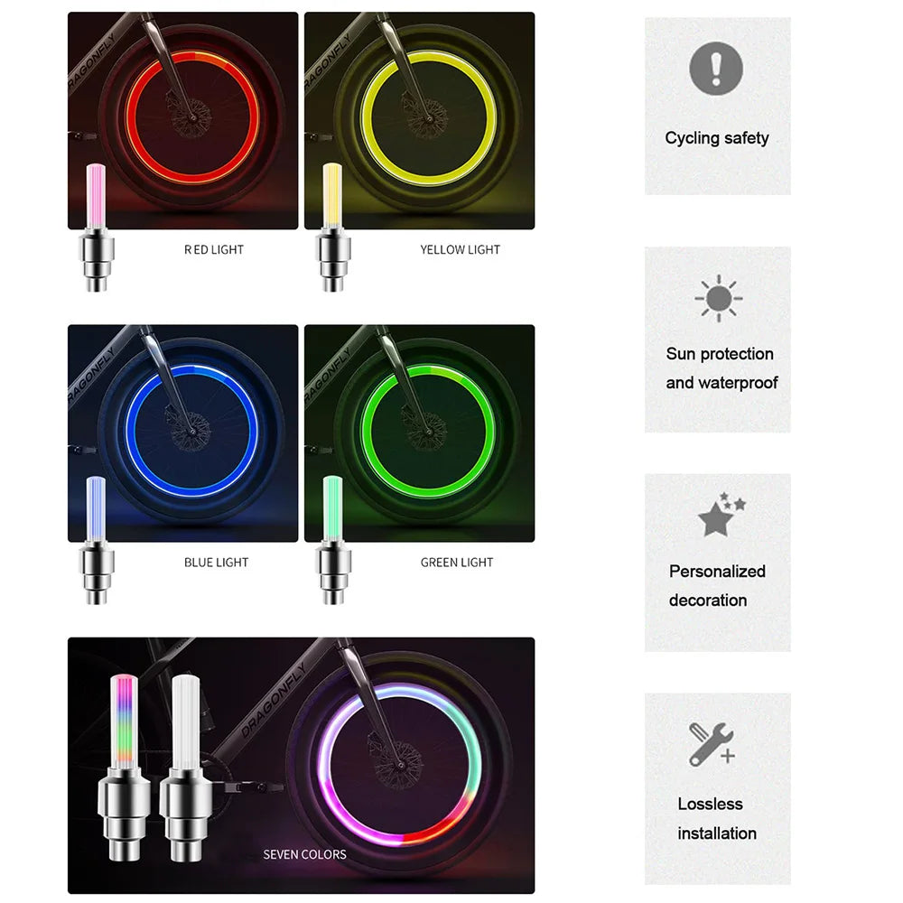 LED Bicycle Valve Light Motion Sensor Tire Light