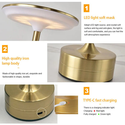 Touch Sensor LED Table Lamp USB Rechargeable
