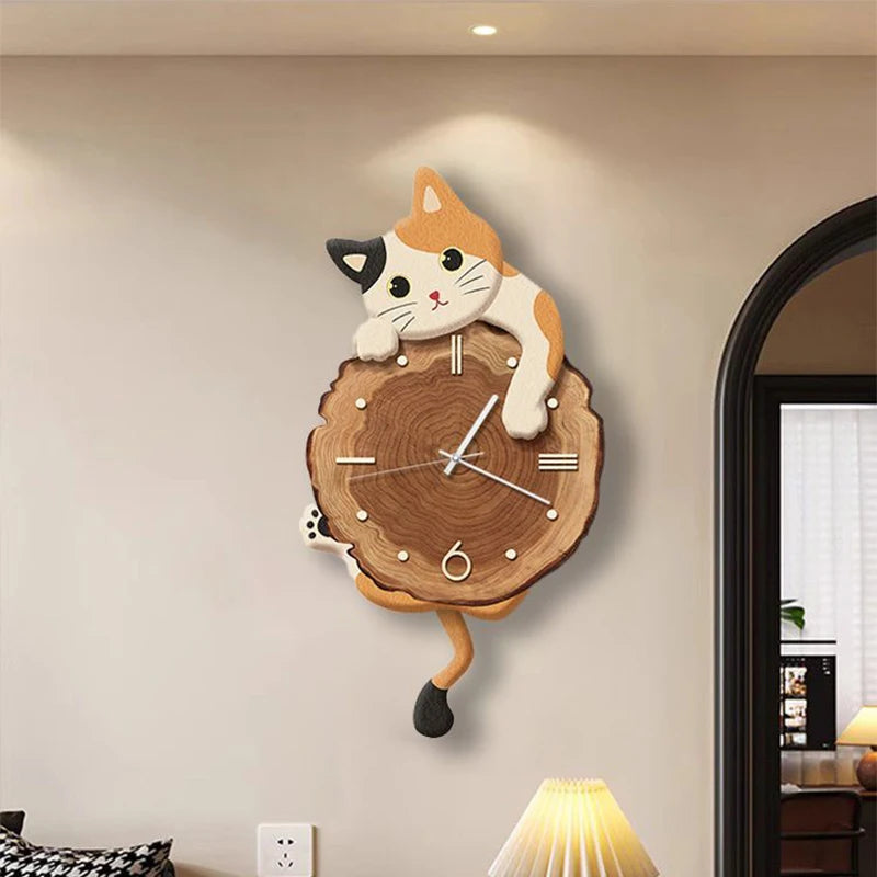 Swing Tail Cat Wall Clock