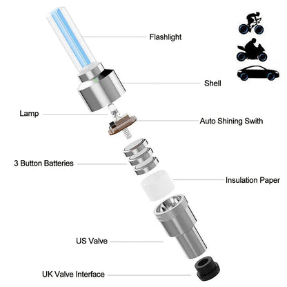 LED Bicycle Valve Light Motion Sensor Tire Light
