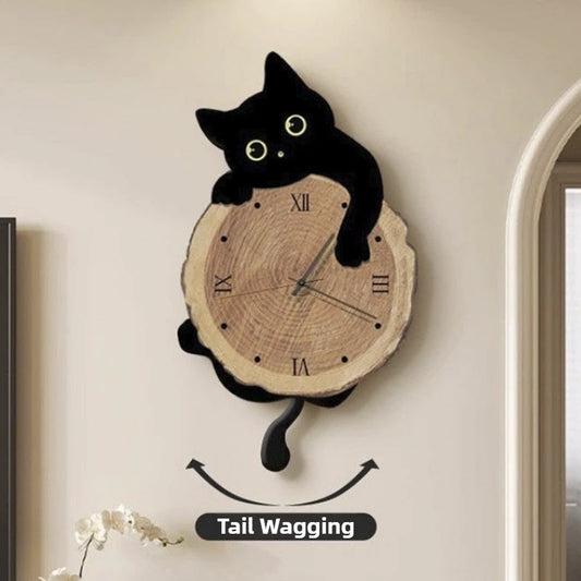 Swing Tail Cat Wall Clock