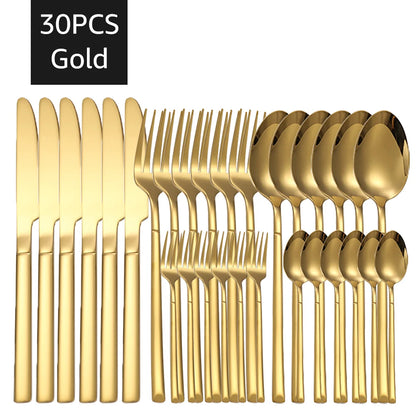 Premium Elegant 24/30 Pieces Gold Tableware