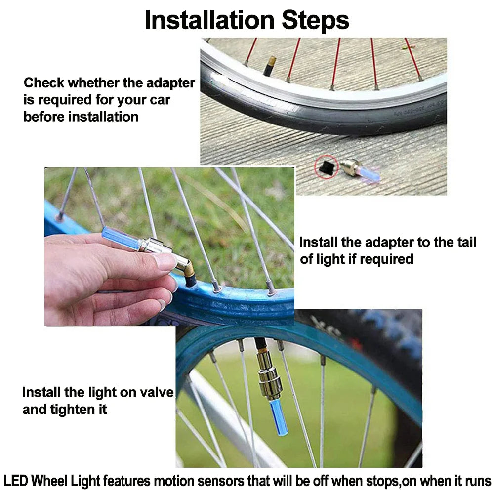 LED Bicycle Valve Light Motion Sensor Tire Light