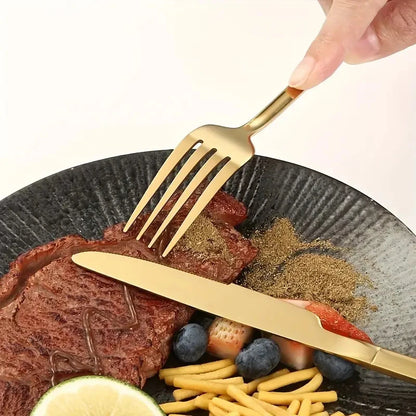 Stainless Steel Golden Cutlery Set - 30 Piece Set